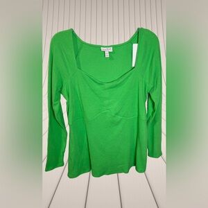 NWT Isabel by Ingrid Isabel XXL Green Sweetheart Neckline Knit Top